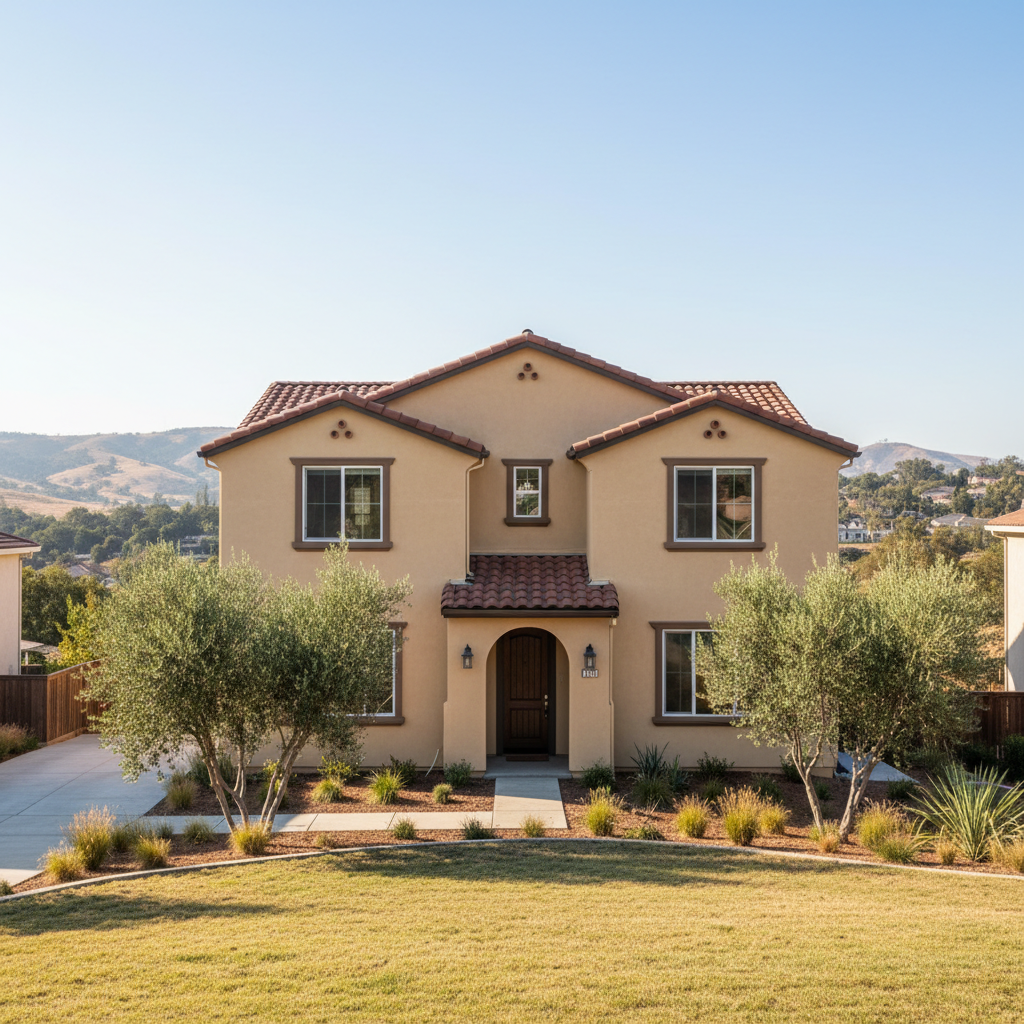 Completed stucco painting work at a residential property in Santa Clara, CA