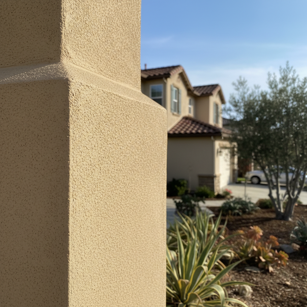 Completed stucco installation work at a residential property in Santa Clara, CA