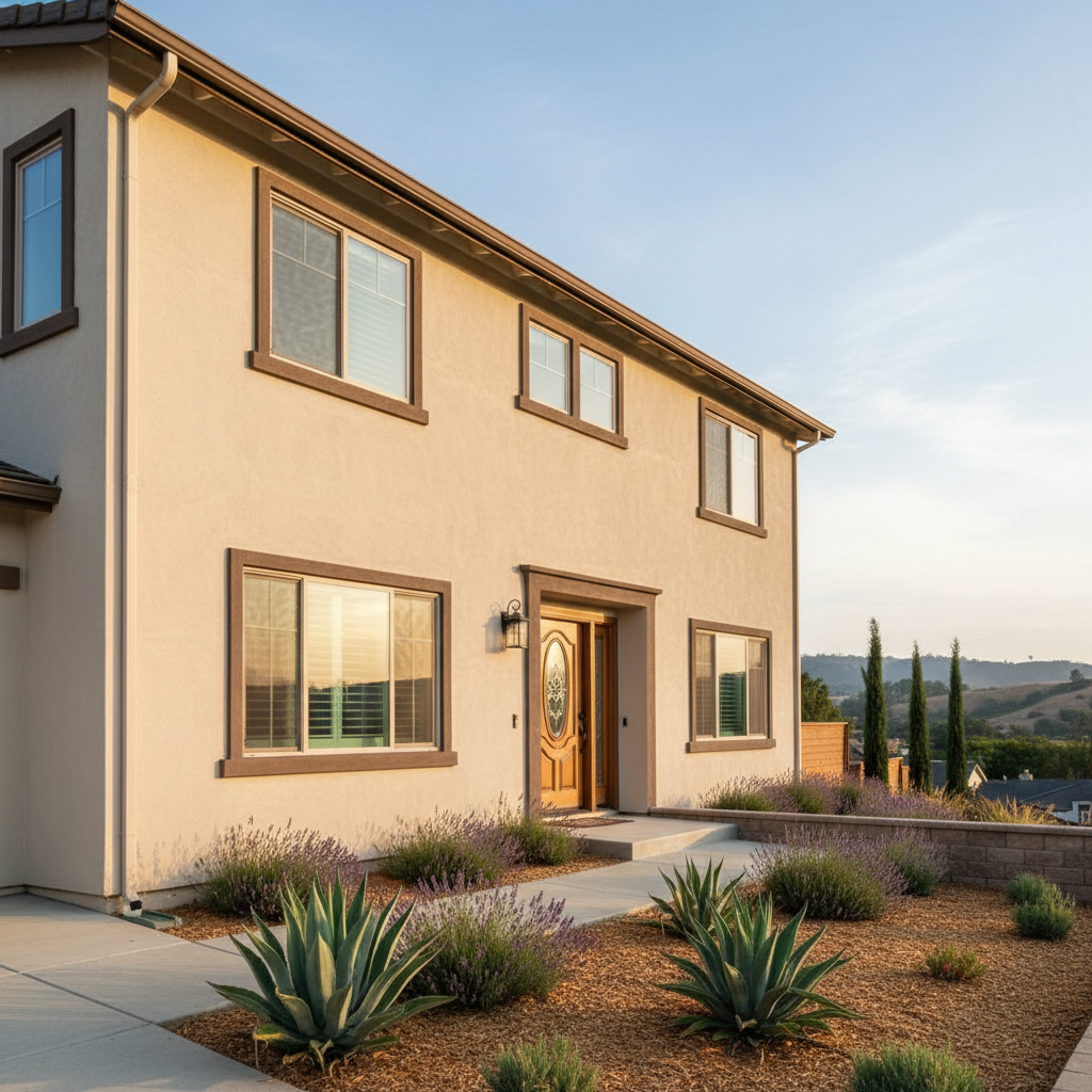 Completed stucco installation work at a residential property in San Leandro, CA