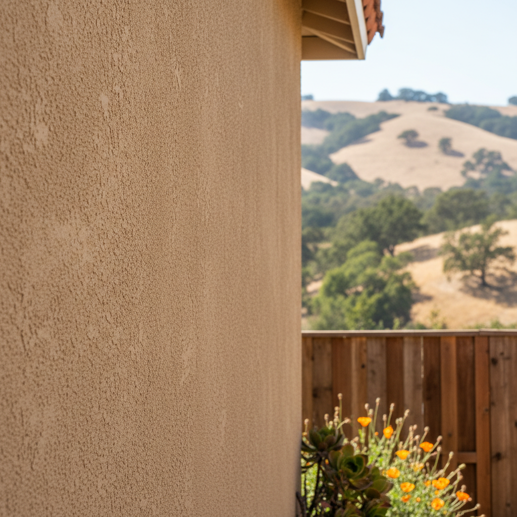Completed stucco replacement work at a residential property in Santa Cruz, CA