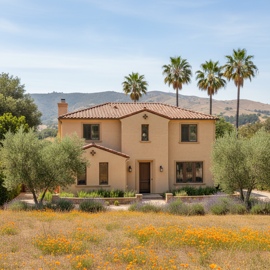 Completed stucco painting work at a residential property in Santa Clara, CA
