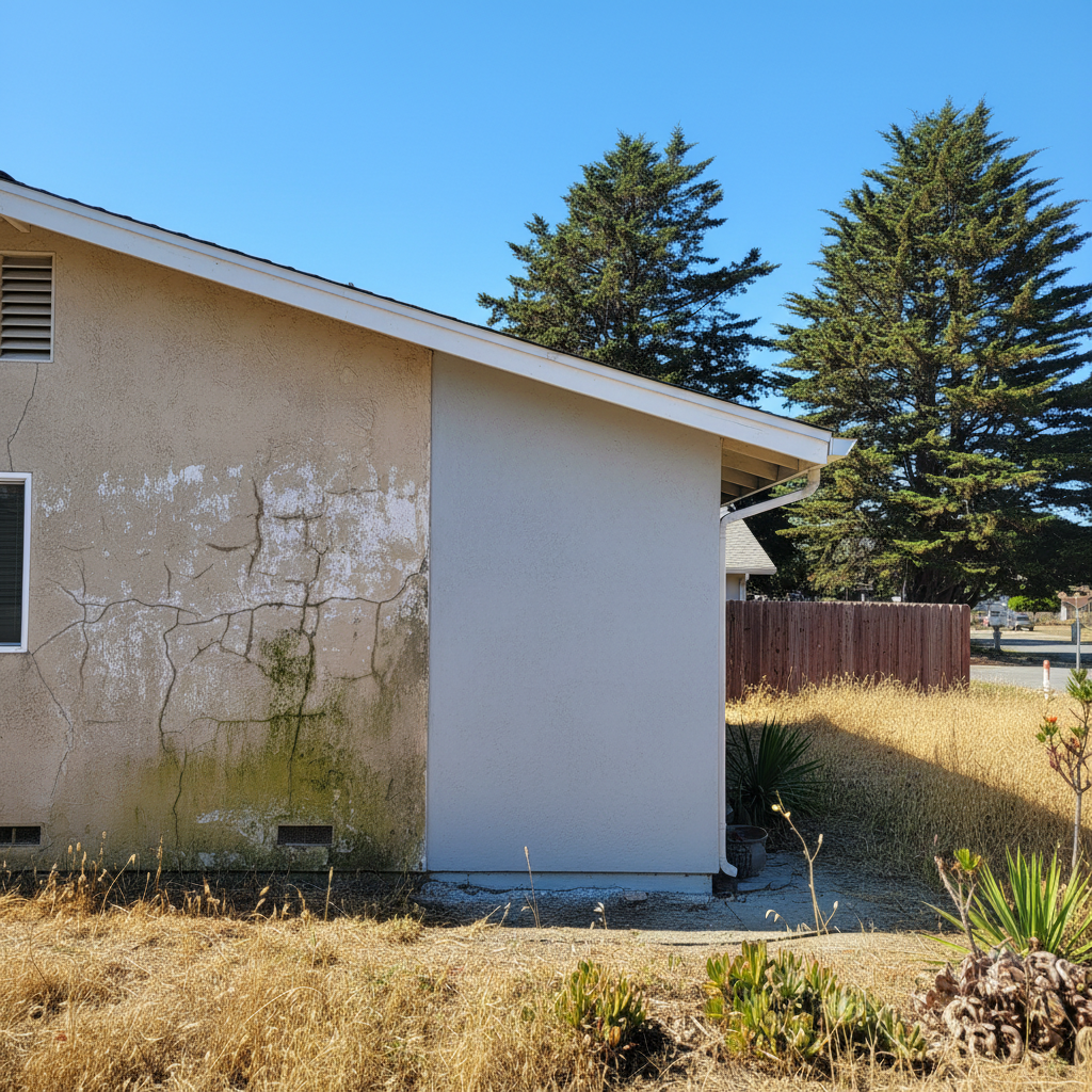 Completed residential stucco work at a residential property in Santa Cruz, CA