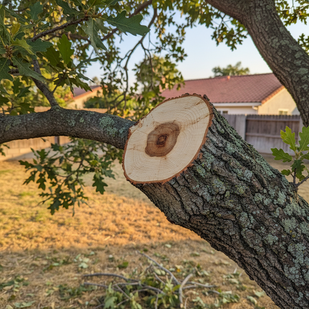 Completed tree pruning work at a residential property in Garden Grove, CA