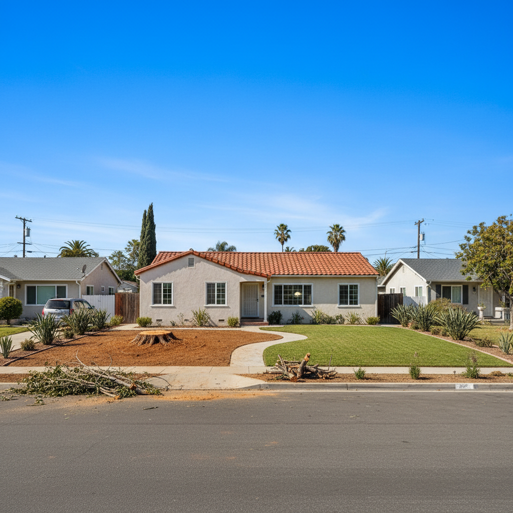 Completed emergency tree removal work at a residential property in Hawthorne, CA