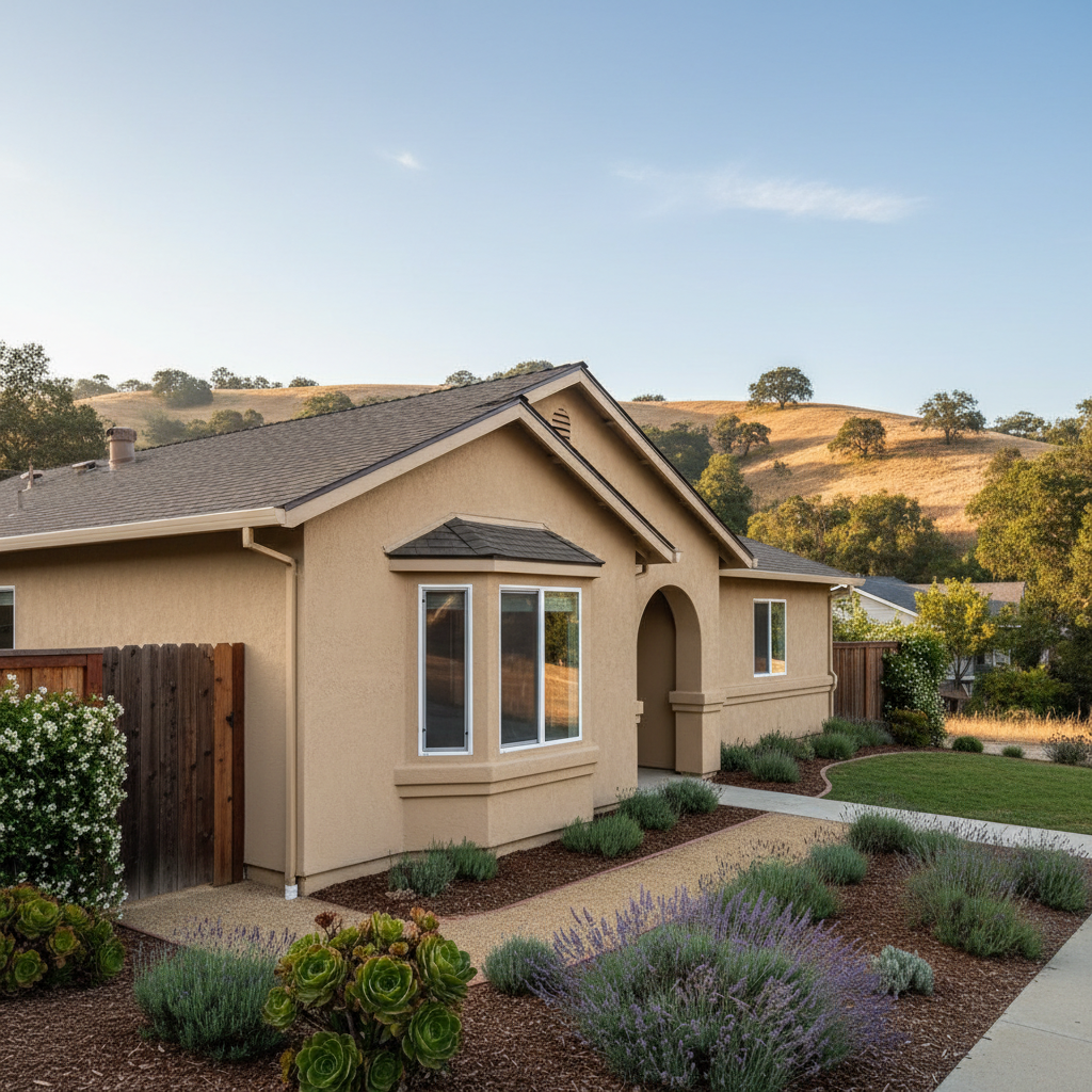 Completed residential stucco work at a residential property in Watsonville, CA