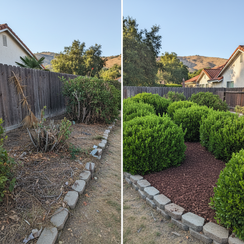 Completed shrub & bush trimming work at a residential property in Hawthorne, CA
