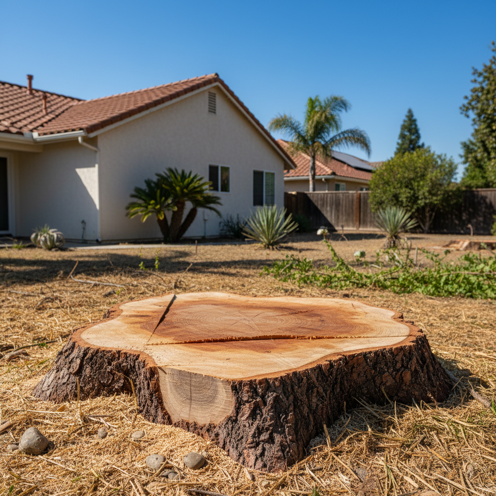 Completed tree removal work at a residential property in Irvine, CA