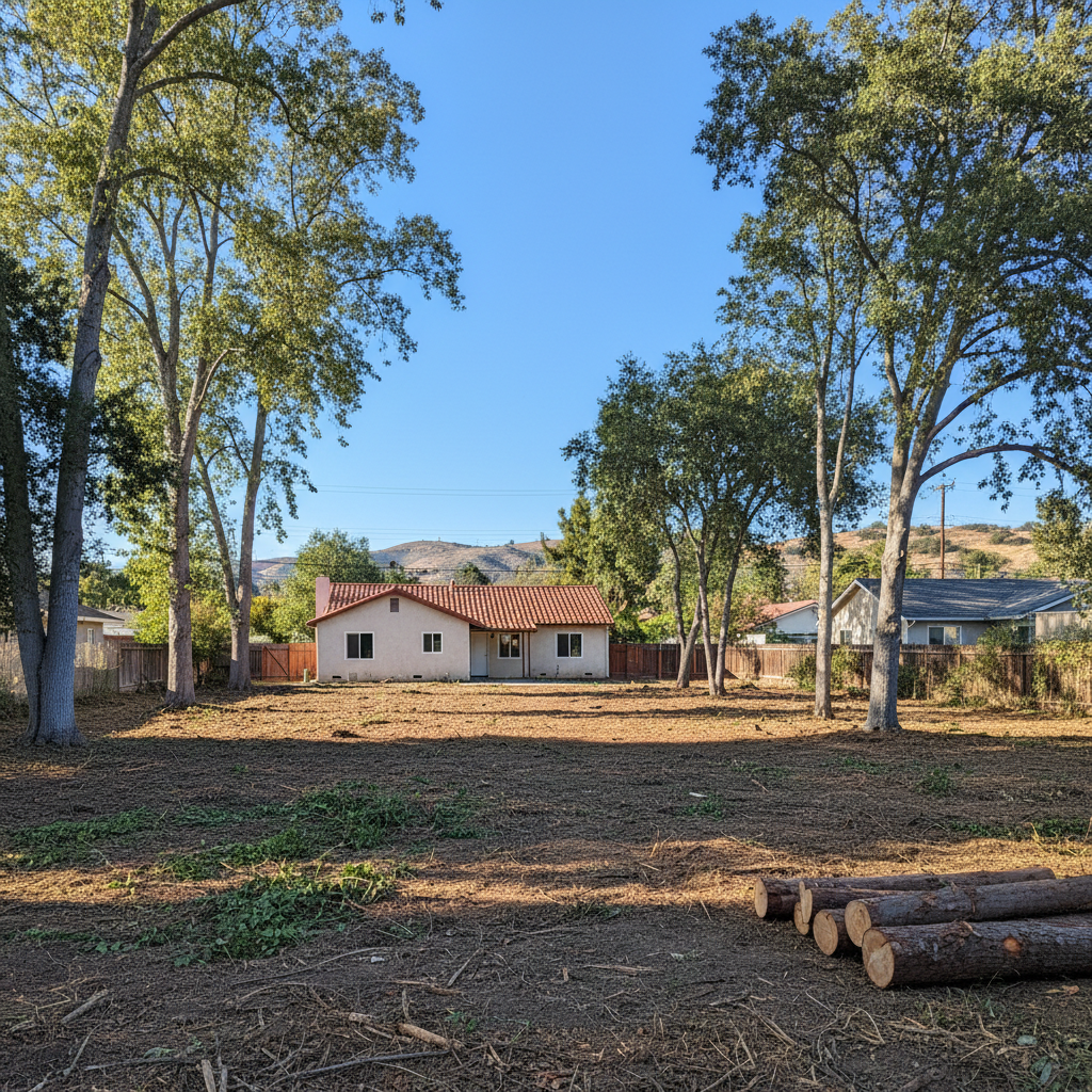 Completed land clearing work at a residential property in Garden Grove, CA