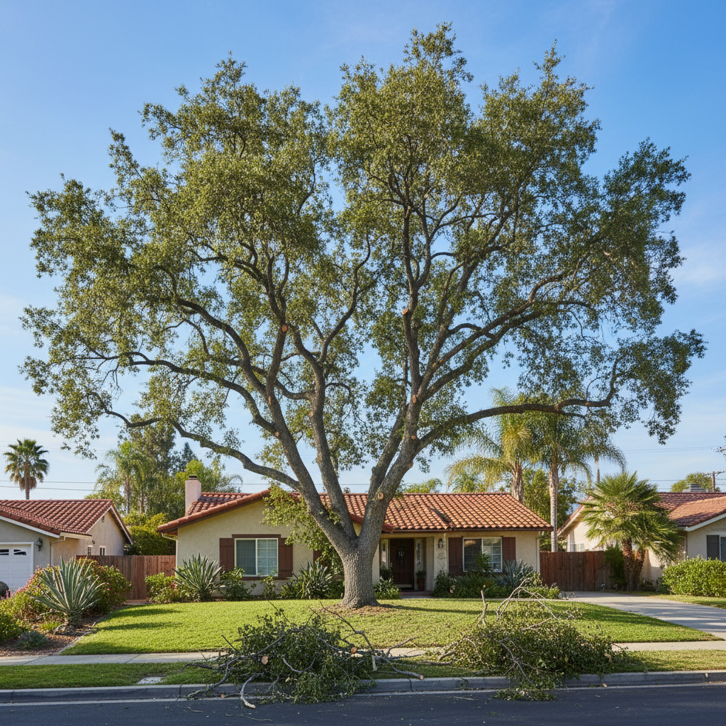 Completed tree pruning work at a residential property in Whittier, CA