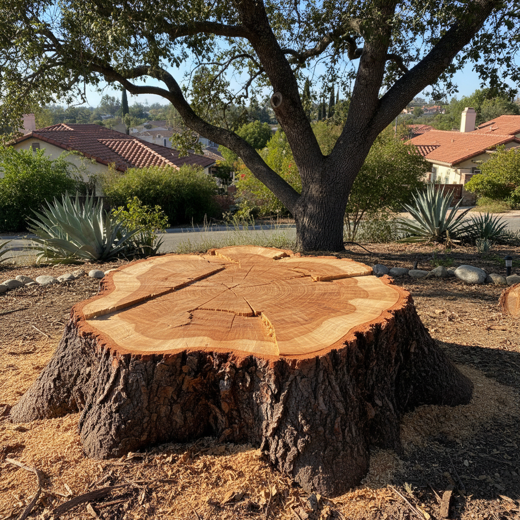Completed tree removal work at a residential property in Pasadena, CA