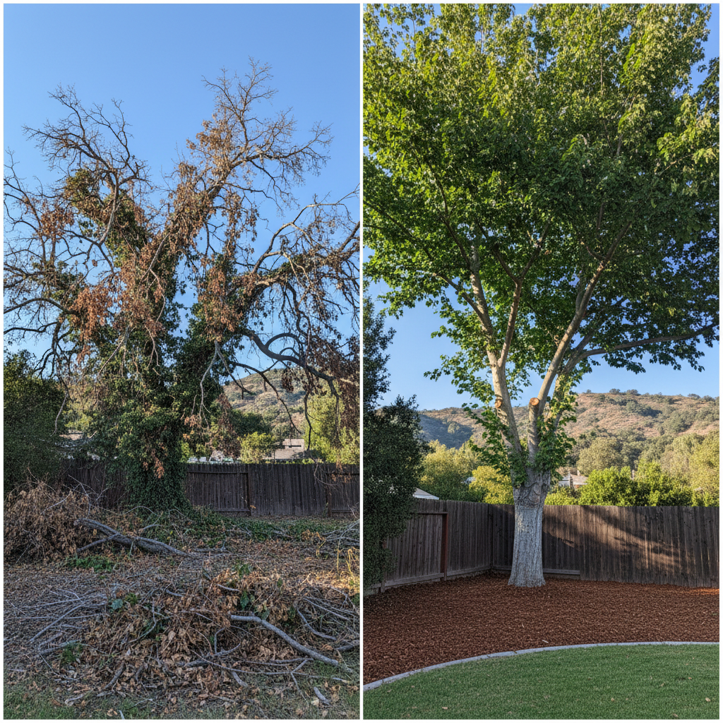 Completed tree trimming work at a residential property in Pasadena, CA