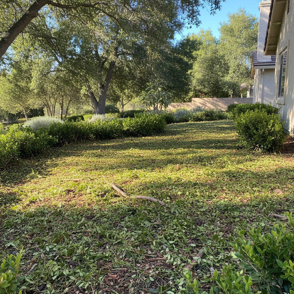 Completed shrub & bush trimming work at a residential property in Pasadena, CA