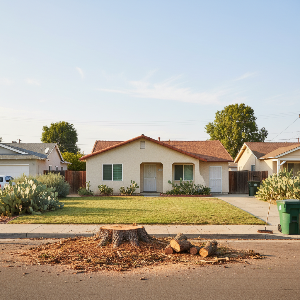 Completed tree removal work at a residential property in Lynwood, CA