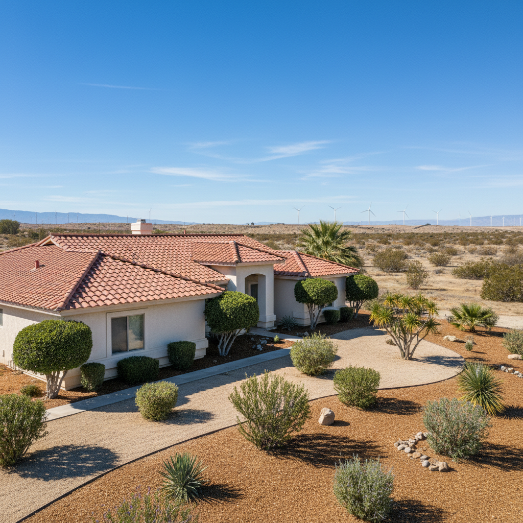 Completed shrub & bush trimming work at a residential property in Desert Hot Springs, CA