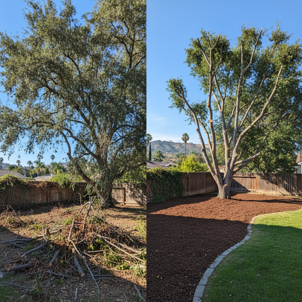 Completed tree pruning work at a residential property in Pasadena, CA