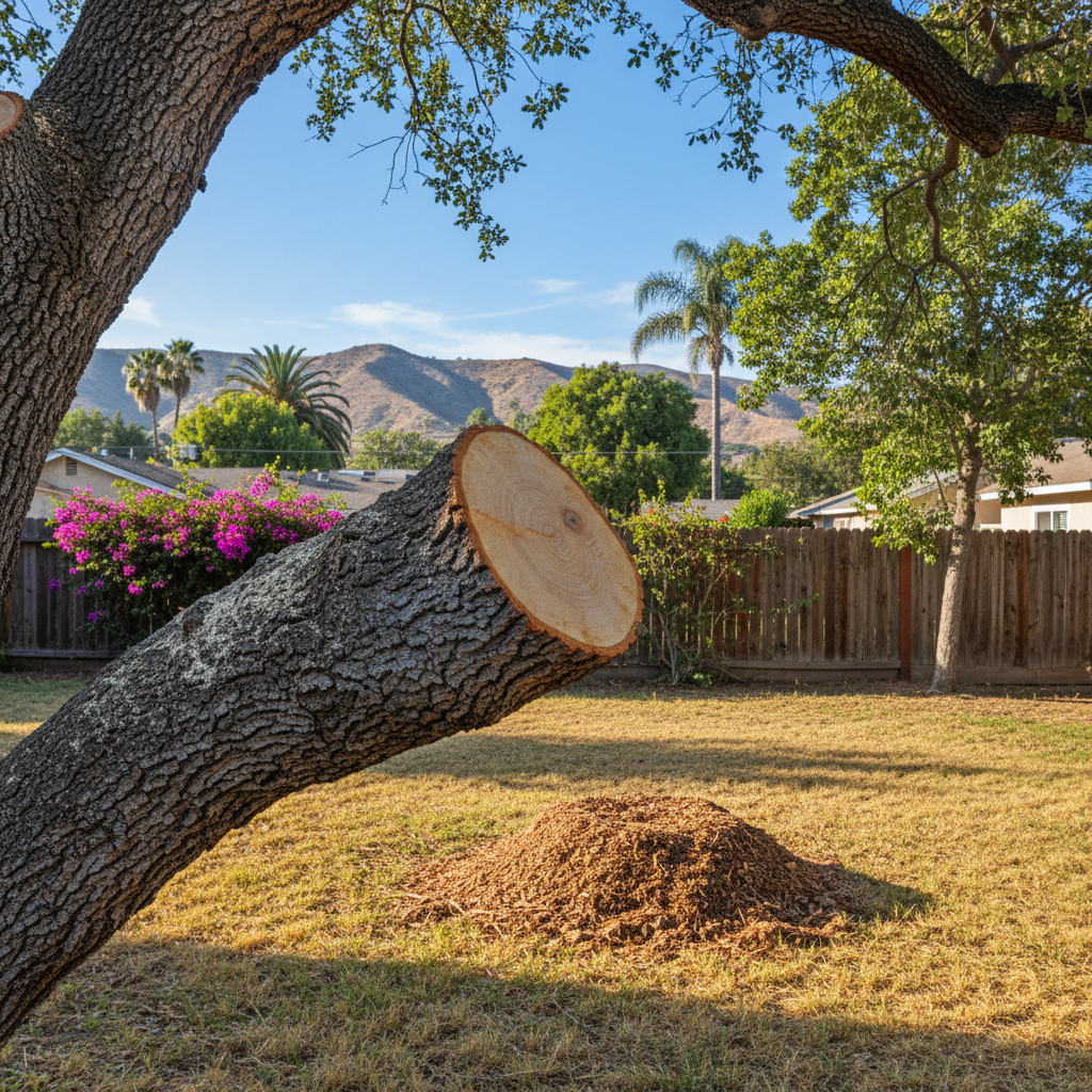 Completed tree pruning work at a residential property in Whittier, CA