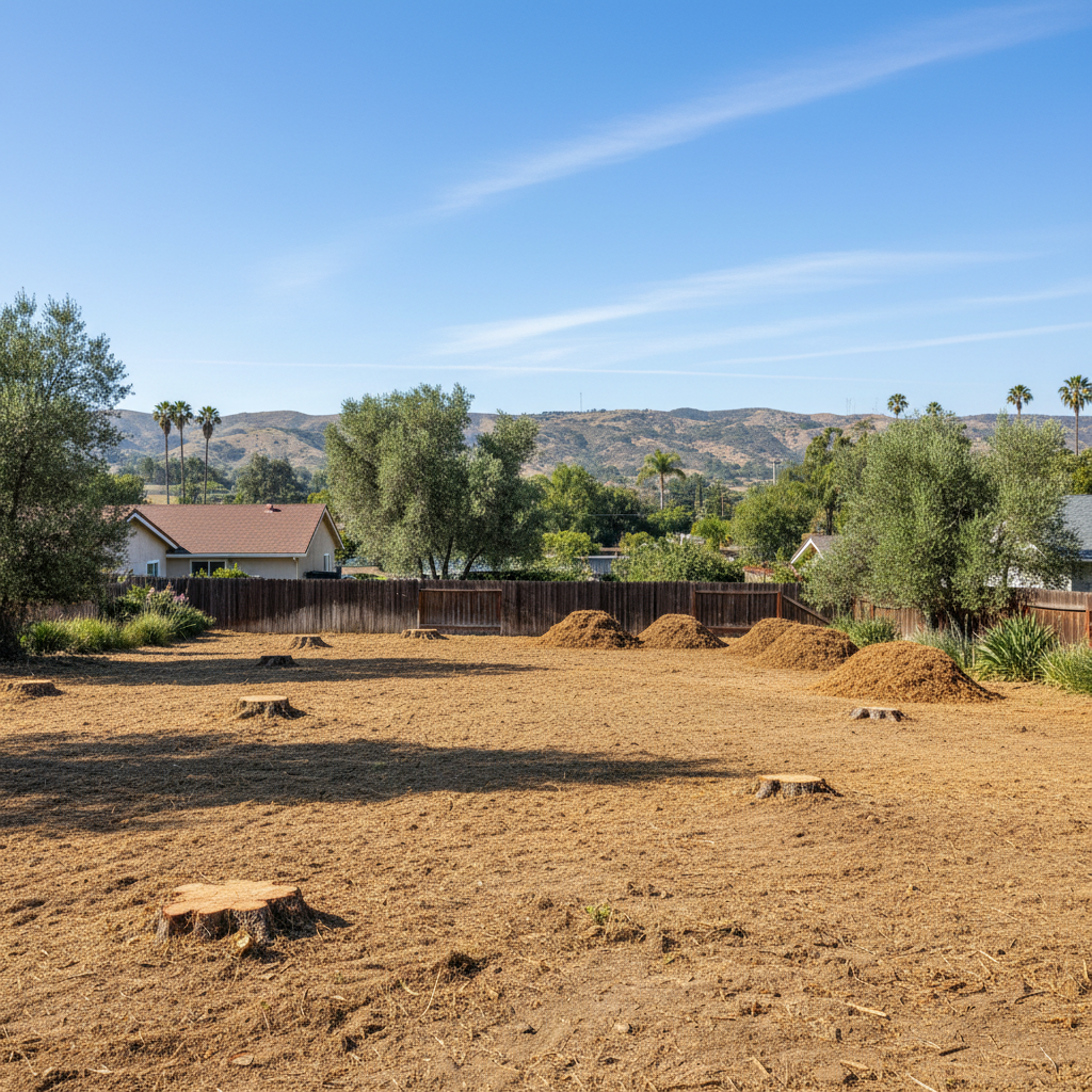 Completed land clearing work at a residential property in Pasadena, CA