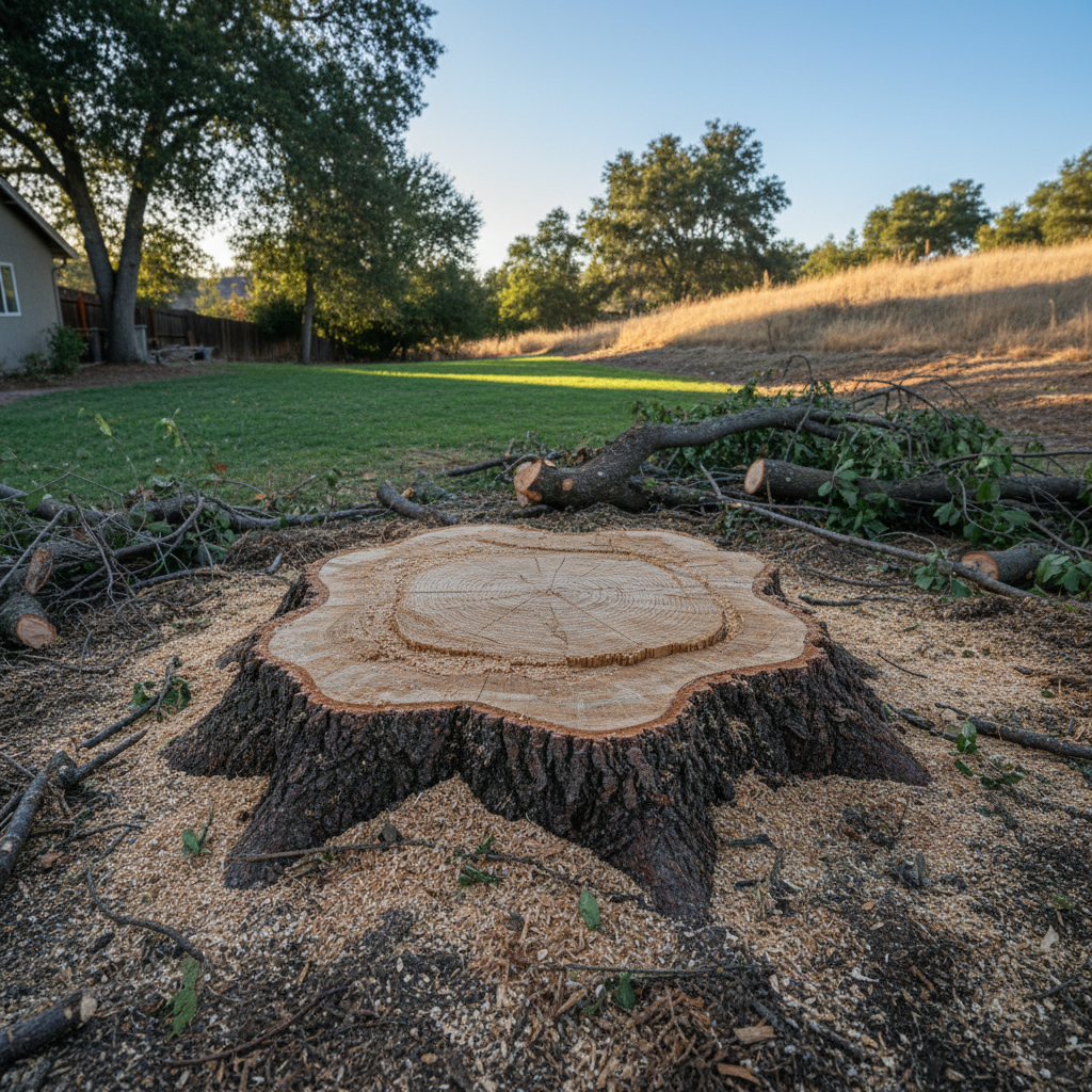 Completed tree removal work at a residential property in Fairfield, CA