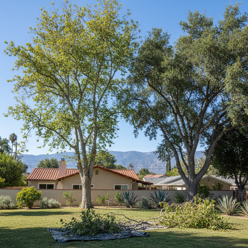 Completed tree trimming work at a residential property in Pasadena, CA