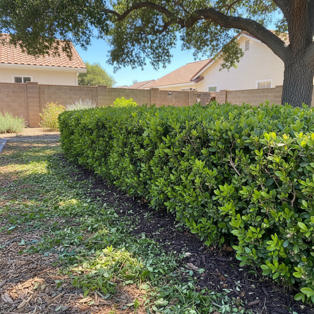 Completed shrub & bush trimming work at a residential property in Fairfield, CA