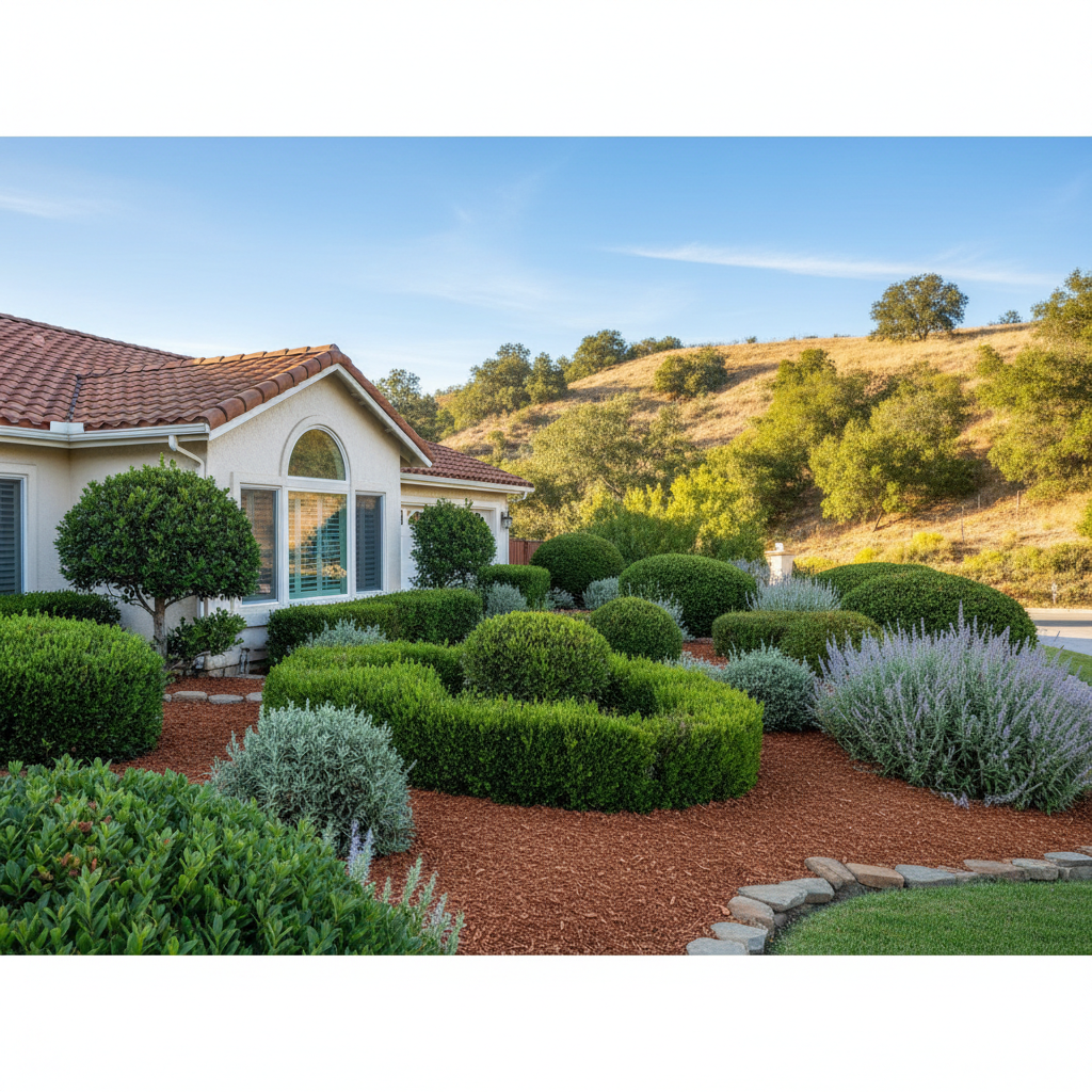 Completed shrub & bush trimming work at a residential property in Whittier, CA
