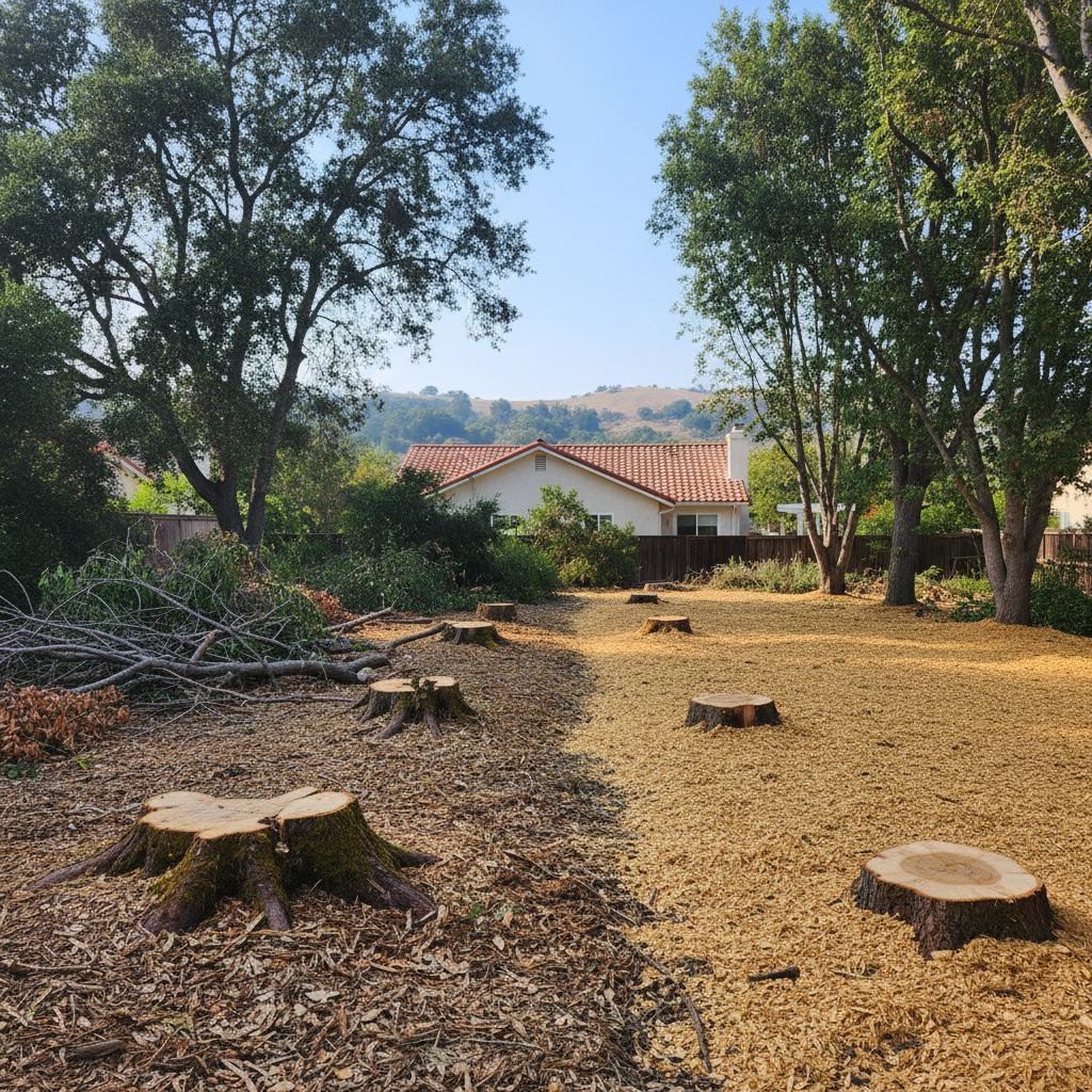 Completed tree removal work at a residential property in Hawthorne, CA
