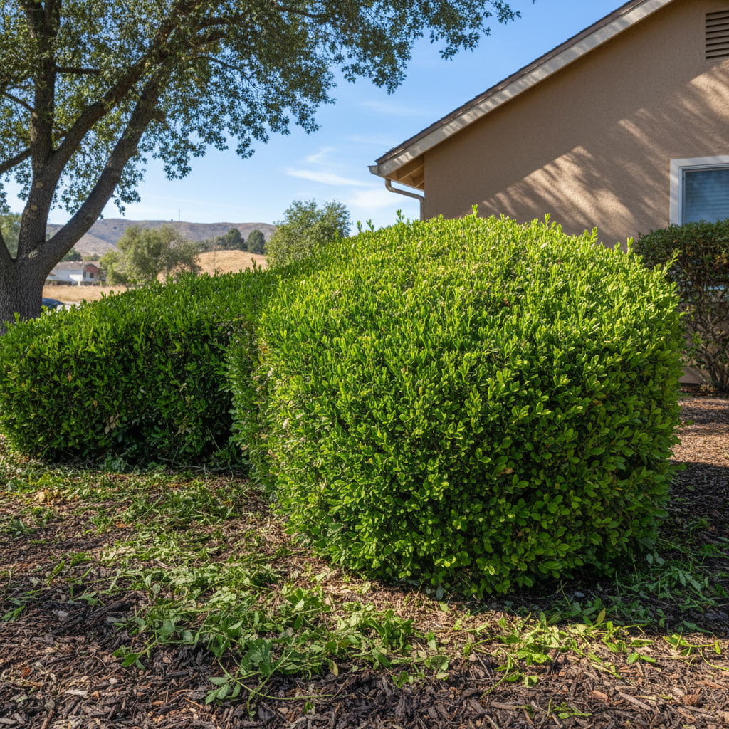 Completed shrub & bush trimming work at a residential property in National City, CA
