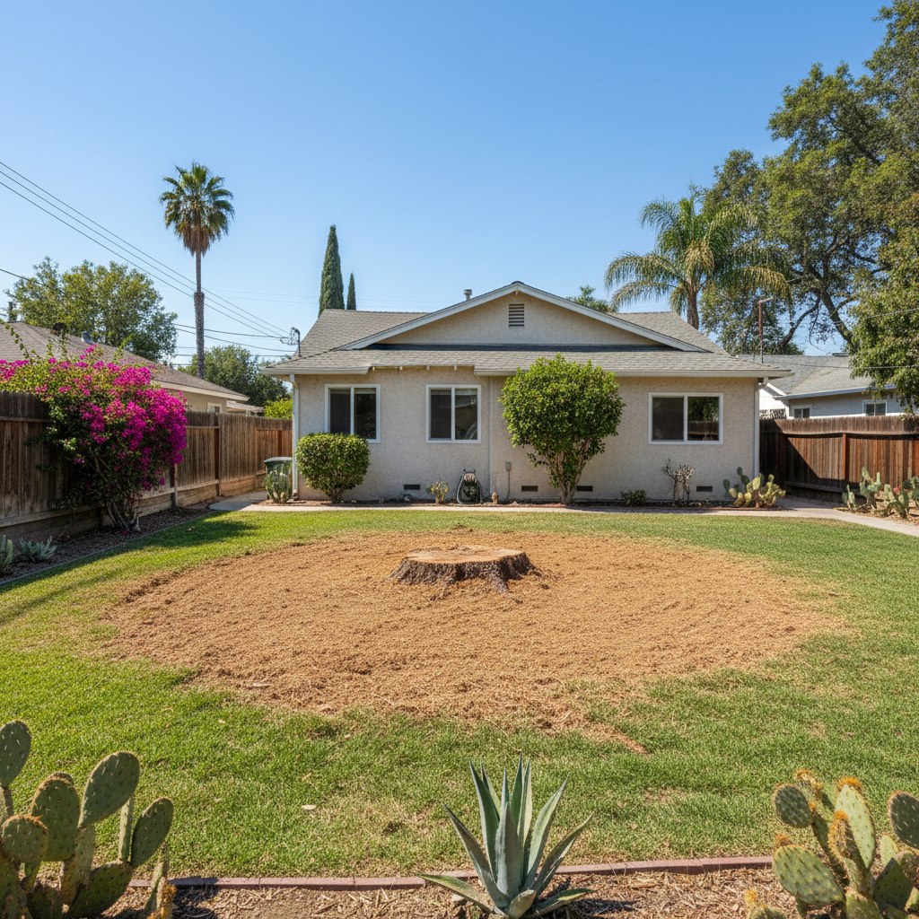 Completed stump grinding & removal work at a residential property in Pasadena, CA