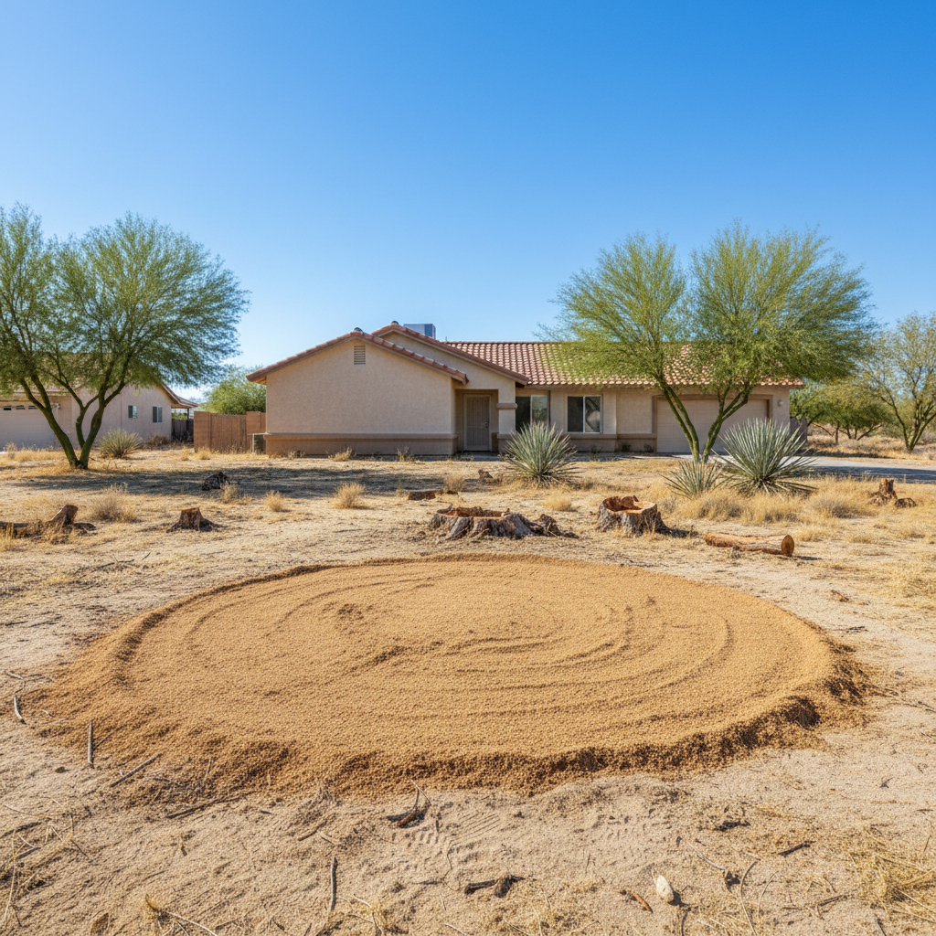 Completed stump grinding & removal work at a residential property in Desert Hot Springs, CA