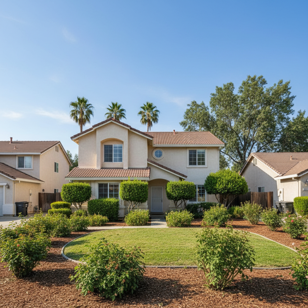 Completed shrub & bush trimming work at a residential property in Atwater, CA