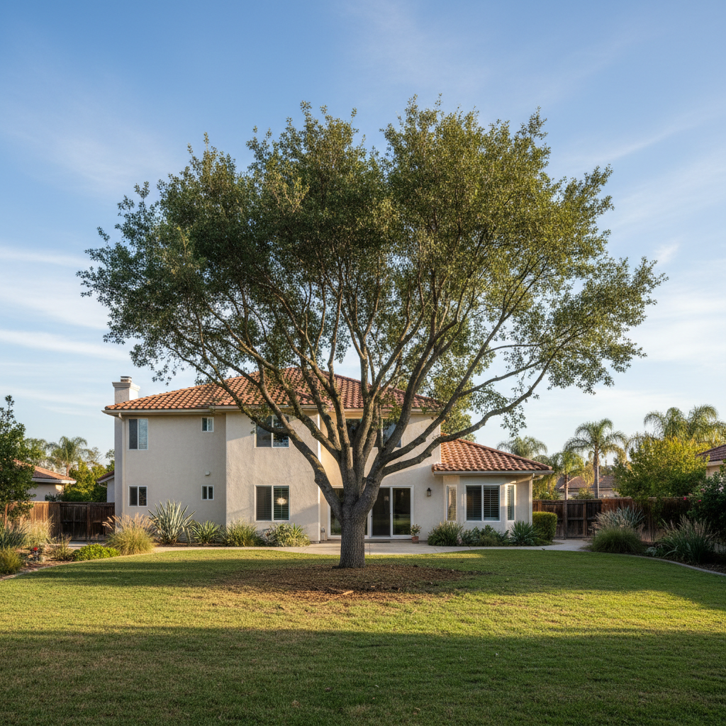 Completed tree trimming work at a residential property in Irvine, CA