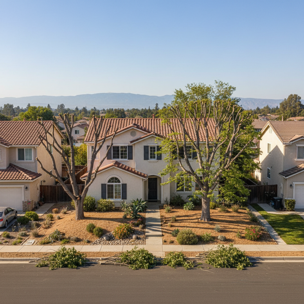 Completed tree trimming work at a residential property in Davis, CA