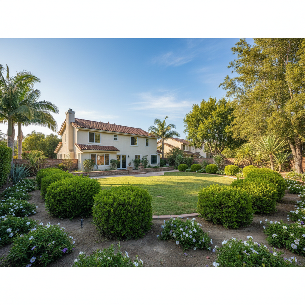 Completed shrub & bush trimming work at a residential property in Whittier, CA
