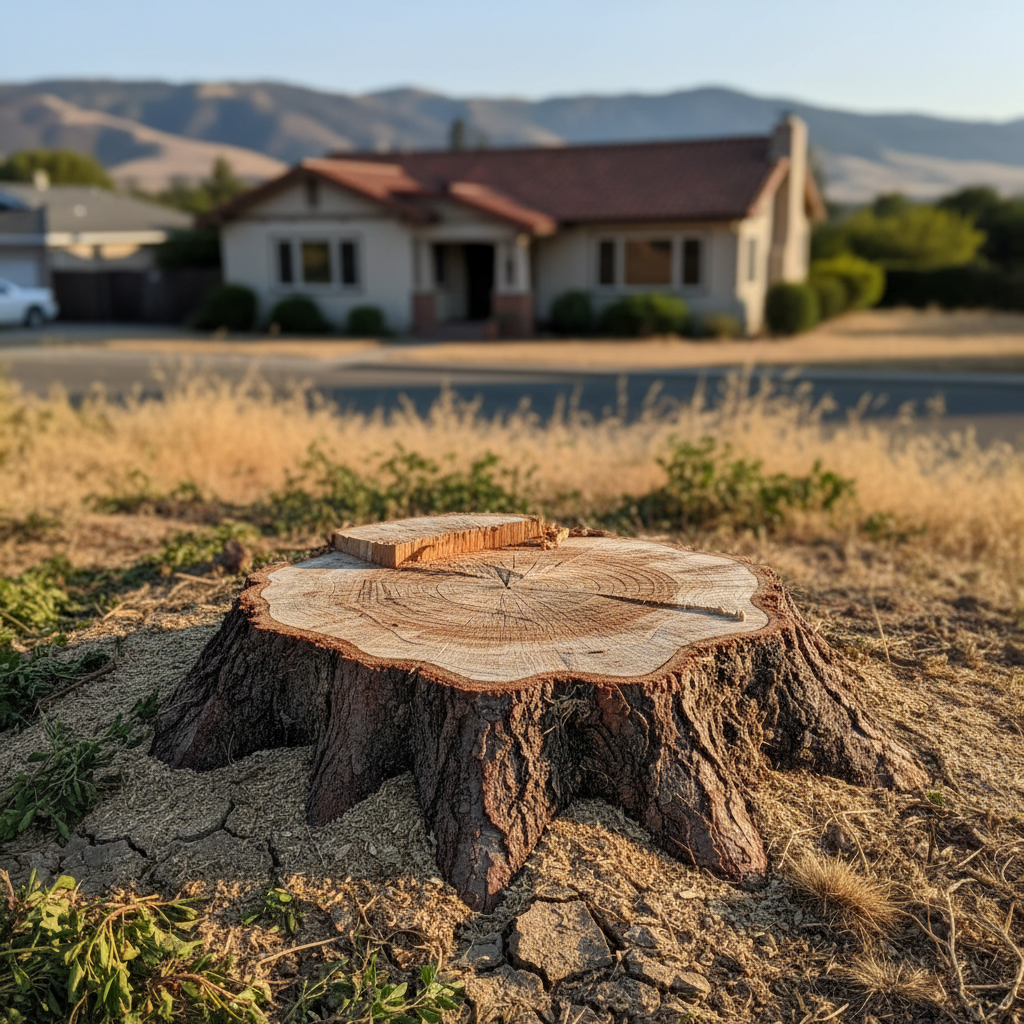 Completed emergency tree removal work at a residential property in Davis, CA
