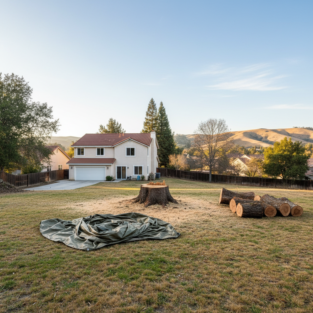 Completed emergency tree removal work at a residential property in Fairfield, CA