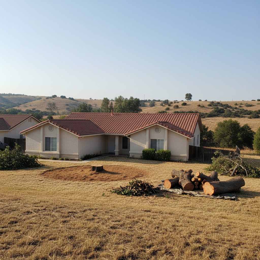 Completed tree removal work at a residential property in Atwater, CA