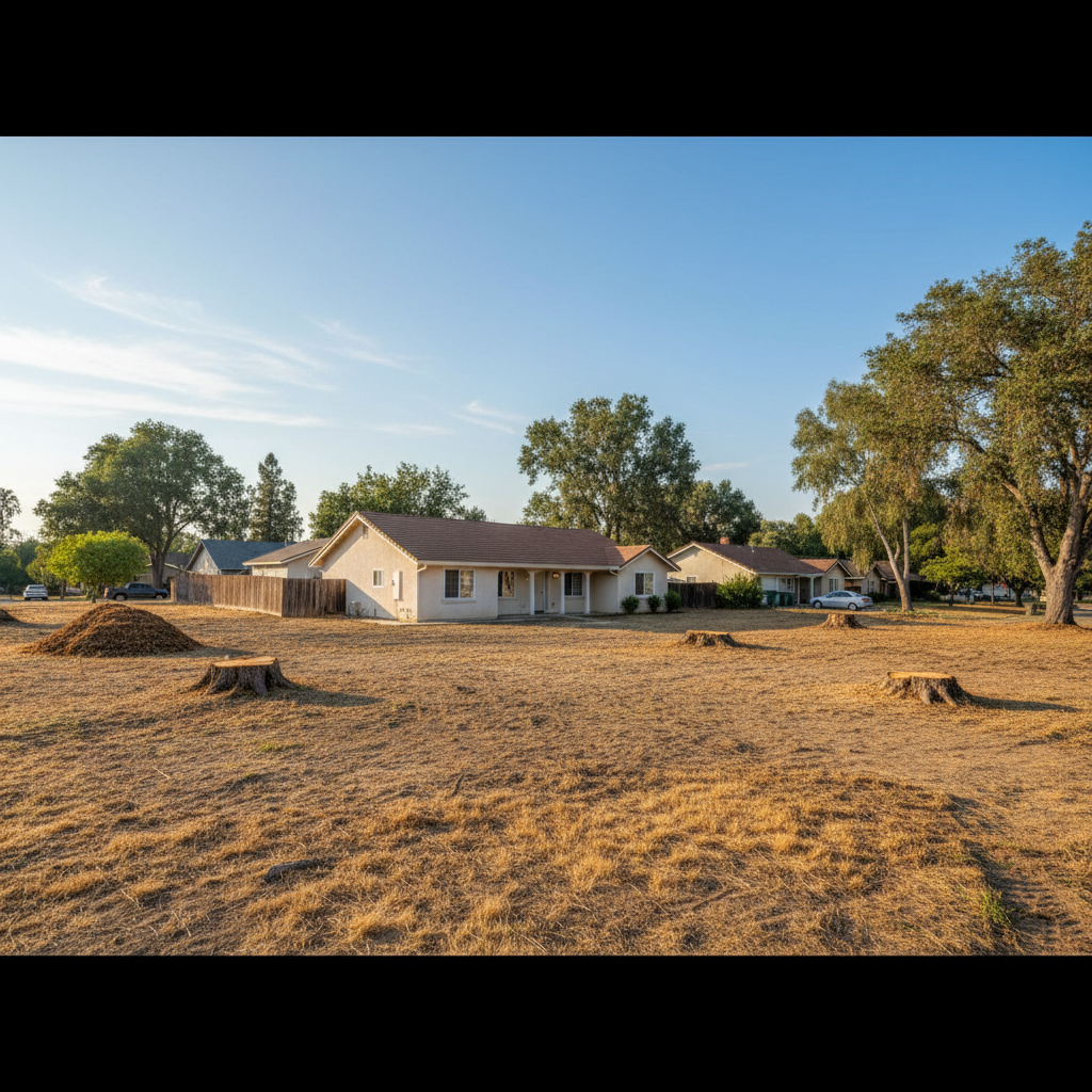Completed lot clearing work at a residential property in Davis, CA