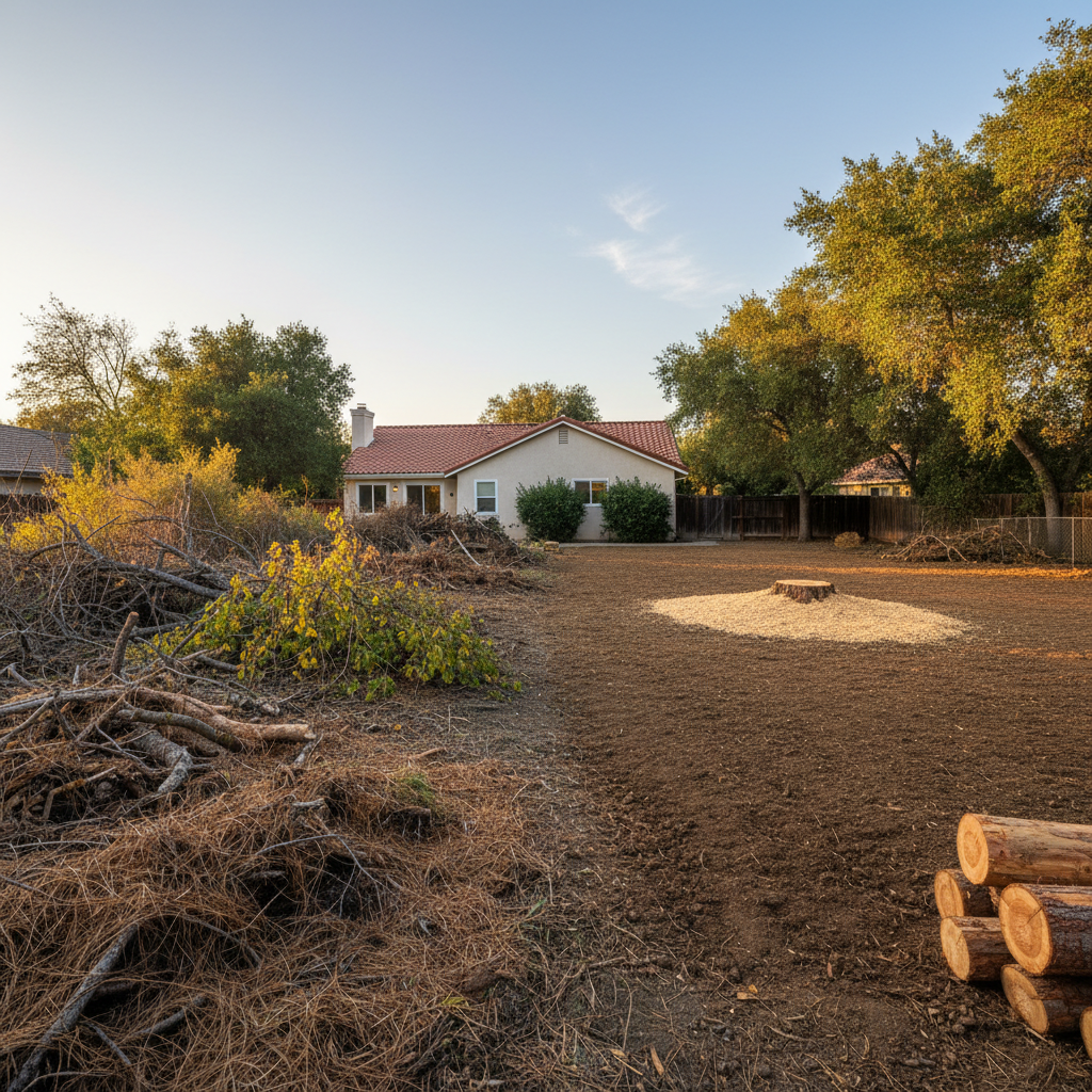Completed land clearing work at a residential property in Davis, CA