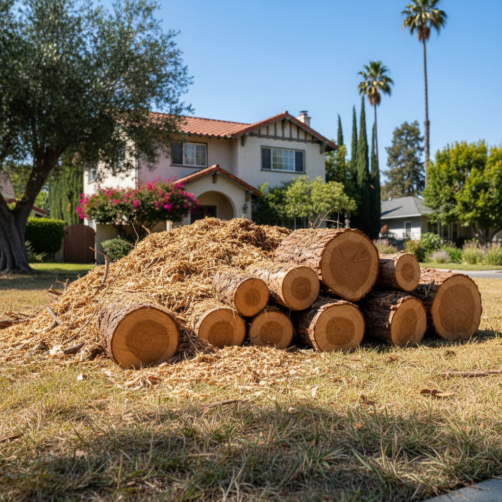Completed tree removal work at a residential property in Pasadena, CA