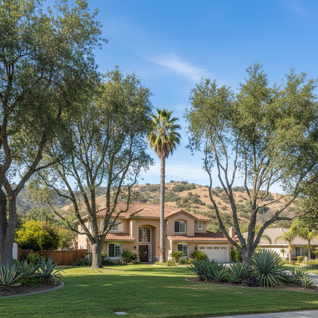 Completed tree pruning work at a residential property in Pasadena, CA