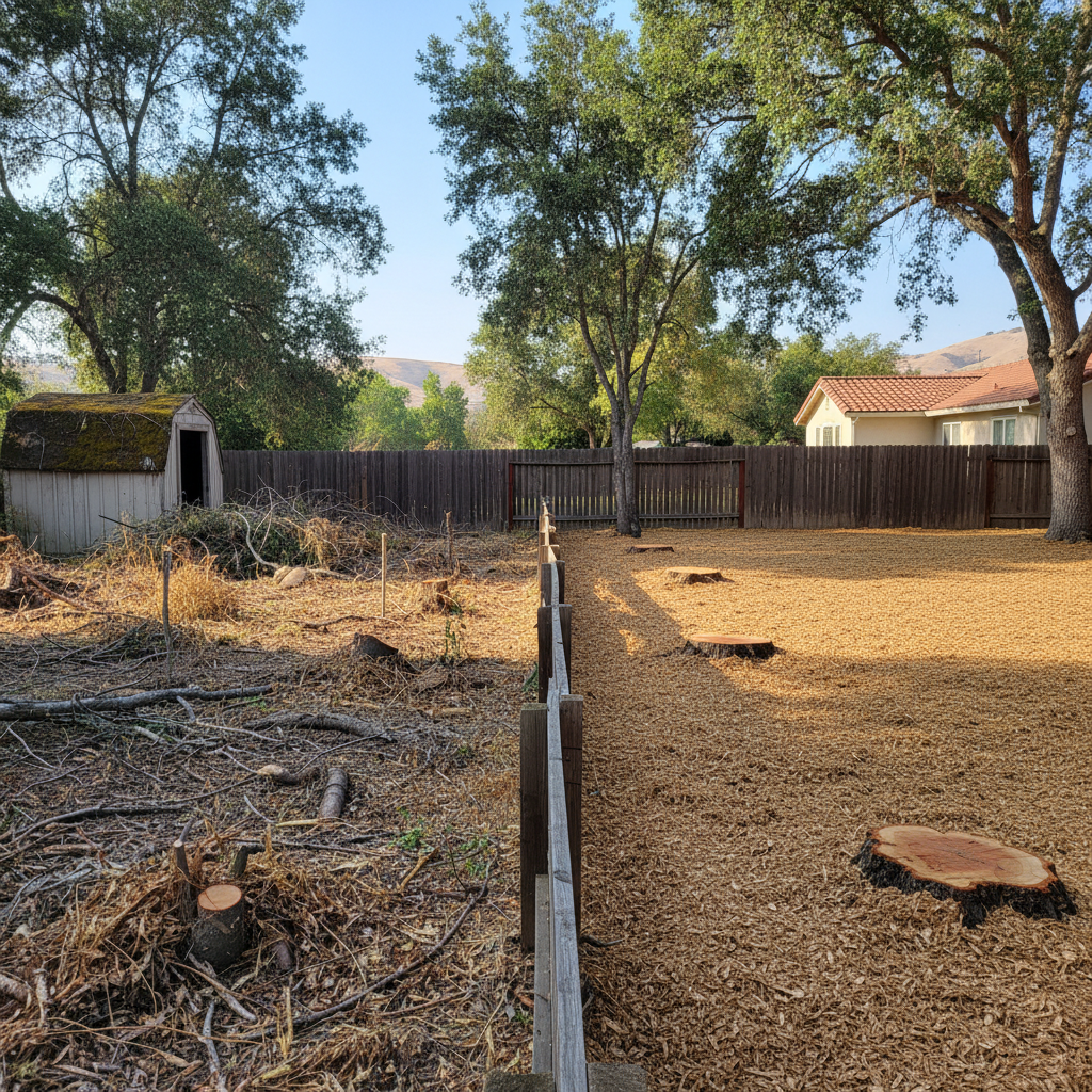 Completed lot clearing work at a residential property in Atwater, CA