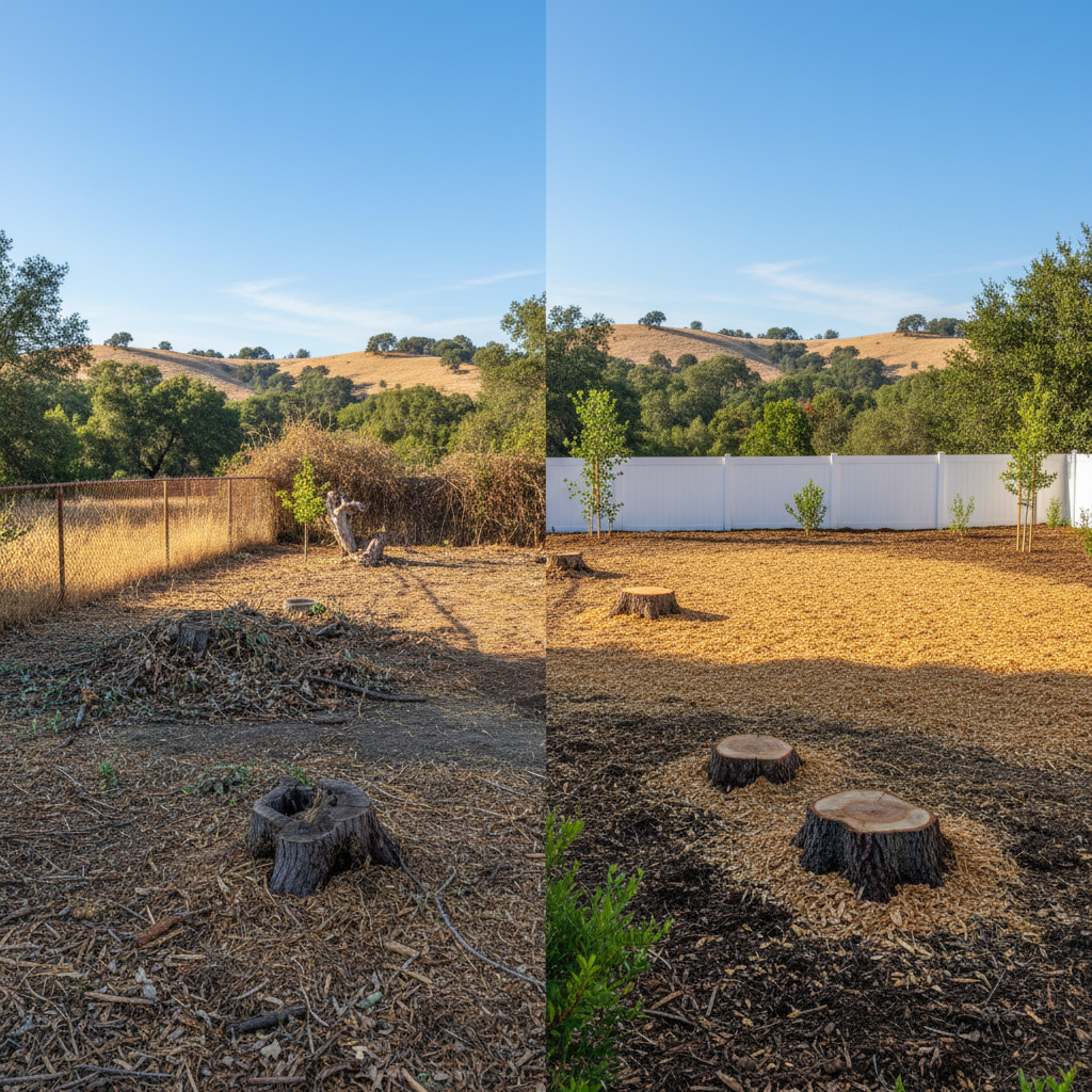 Completed land clearing work at a residential property in Fairfield, CA