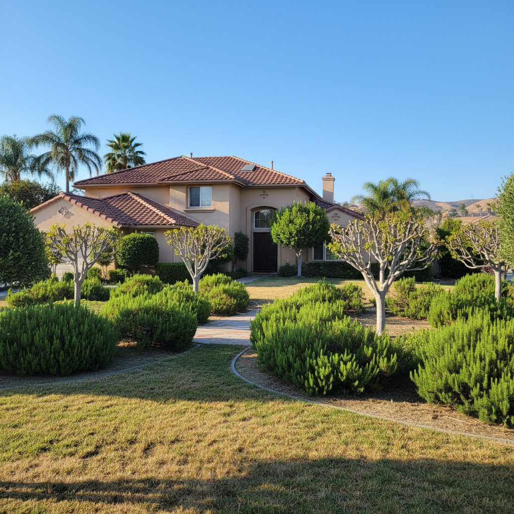 Completed shrub & bush trimming work at a residential property in Inglewood, CA