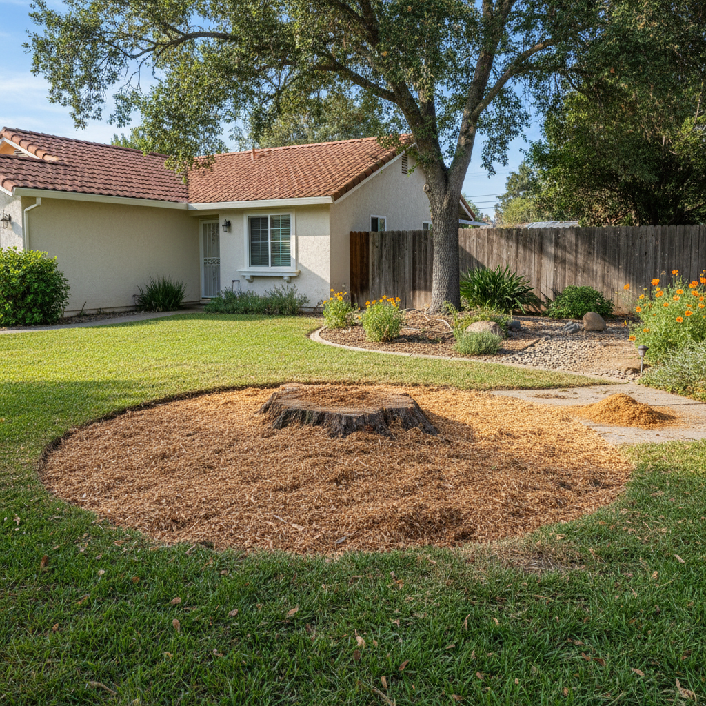 Completed stump grinding & removal work at a residential property in Fairfield, CA