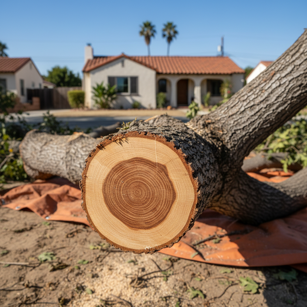 Completed tree trimming work at a residential property in Inglewood, CA