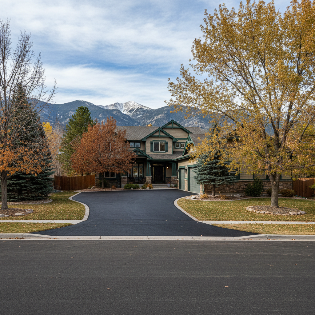 Completed asphalt paving work at a residential property in Denver, CO