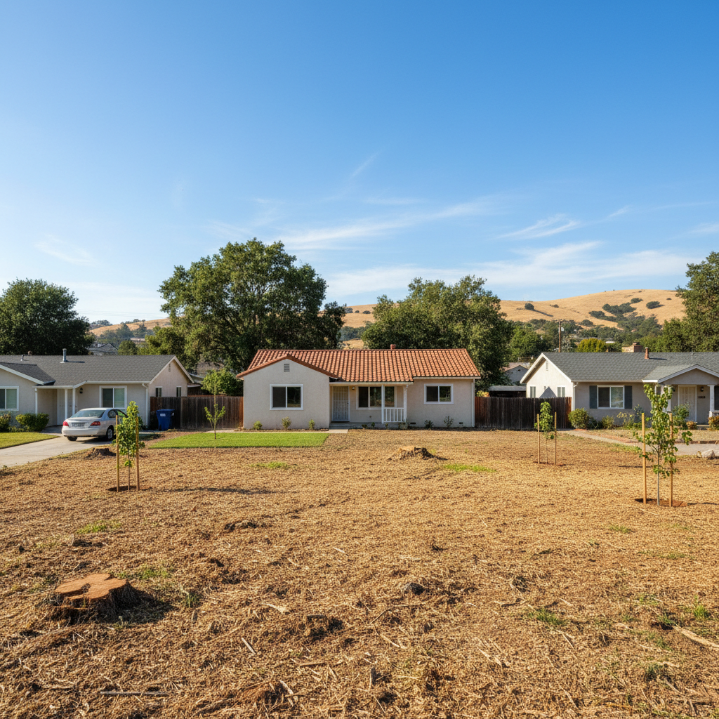 Completed lot clearing work at a residential property in Davis, CA