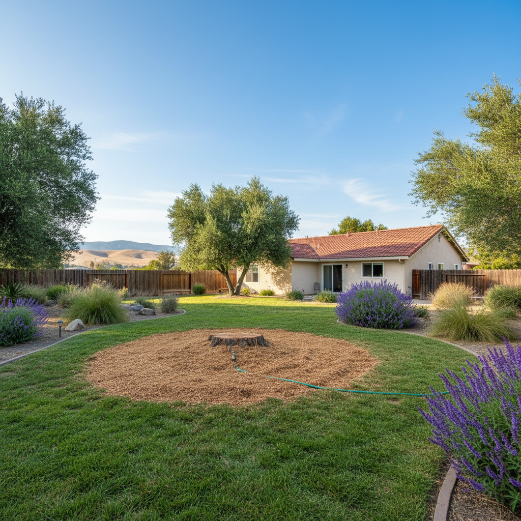 Completed stump grinding & removal work at a residential property in Davis, CA