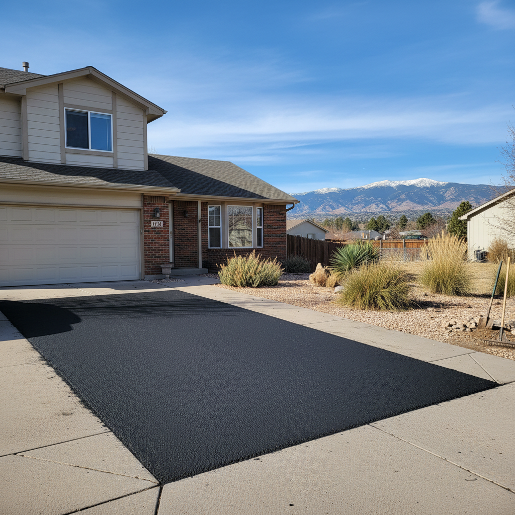Completed asphalt patching work at a residential property in Denver, CO
