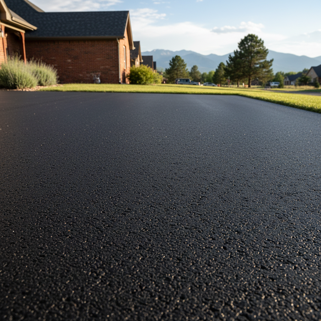 Completed asphalt paving work at a residential property in Aurora, CO